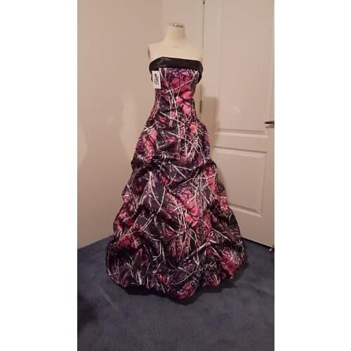 Strapless Camo A-Line Muddy Girls Wedding Dresses Draped Long Camouflage Bridal Gowns Floor Length Field Custom