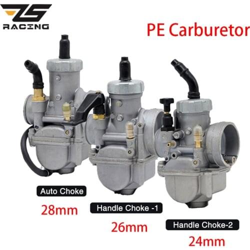 ZS Racing Motorcycle PE Carburetor PE24 PE26 PE28 Auto Manu Carb For Flat Slide Scooter Moped ATV Dirt Bike