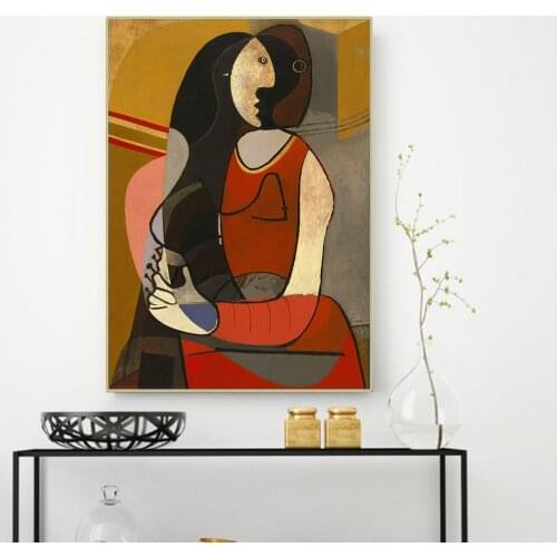 Citon Pablo Picasso《Seated Woman》Canvas Oil Painting Artwork Poster Picture Modern Wall Decor Home Decoration For Living room