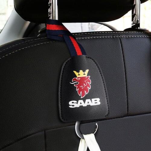 Leather Car Seat Back Hook Up Car Headrest Hanger Bag Hook For SAAB 9-3 9-5 900 9000 Scania Sedans Wagon Convertible Car Styling