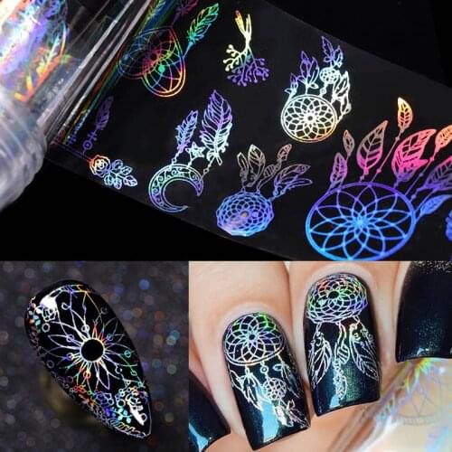 Laser Hologram Nail Pink Panda Butterfly Fire DIY Nail Transfer Sticker Nail Accessories Flash