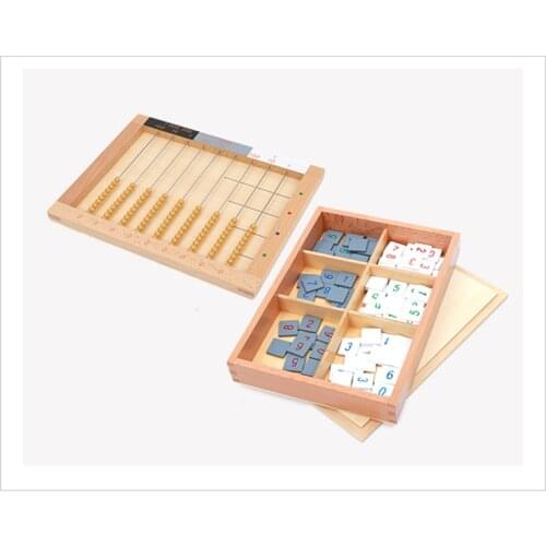 Wooden Montessori Math Materials for Elementary Flat Bead Frame/ Number Tiles for Multiplication Exercises Educational Toys