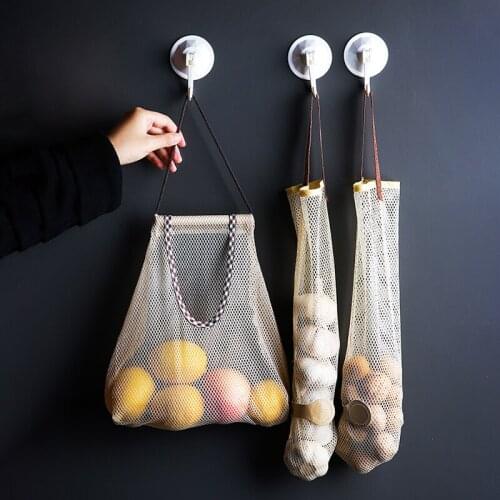 Reusable Kitchen Vegetable Storage Net Bag Household Multi-purpose fruit hanging Bag onion garlic Kitchen Organizer eco friendly