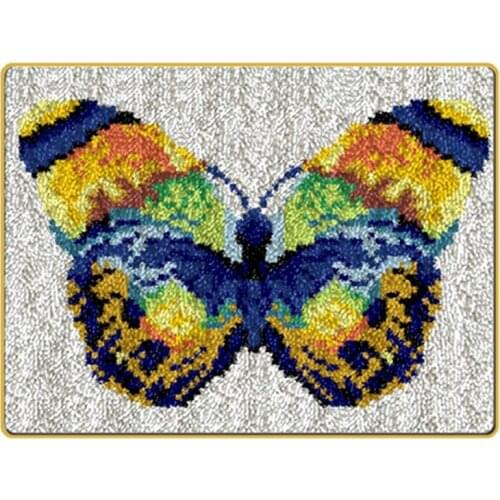 Latch Hook Kit, DIY Crochet Yarn Kits, 20.4 x 14.9 Inch Butterfly Rug Making Crafts for Kids Adults and Beginners Gift