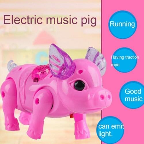 2021 New Pink Pig Toy Lovely Wear-resistant Plastic Walking Singing Light Music Electric Toy for Kid Children Birthday Gift Toy
