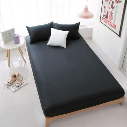 Plain Fitted sheet twin full queen king size 3pcs sets solid black bedsheet mattress cover protective case bed linen pillowcase