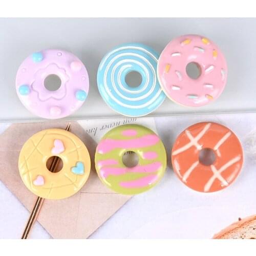 Wholesales Resin Kawaii Donuts Cabochon Charms For DIY Bracelet Earring Key Chain Jewelry Making Fake Food Cabochon Decoration