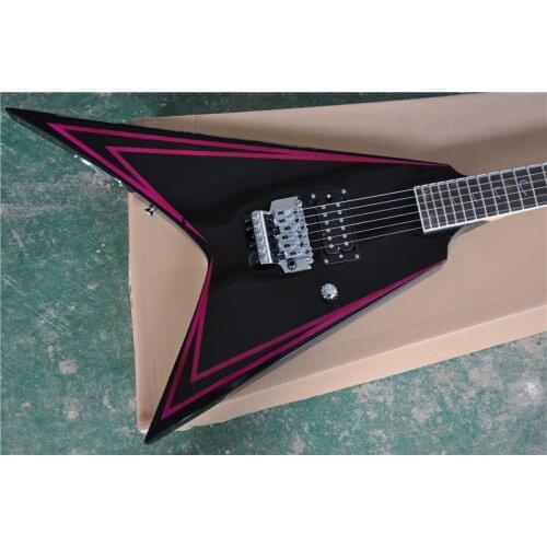 Factory wholesale classic unusual 6 string electric guitar, skull design, black double rocking bridge, free delivery