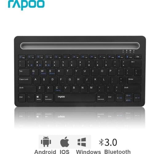 Original Rapoo Rechargeable Bluetooth 3.0 Keyboard With Tablet Card Slot For Windows/Androd/Mac/IOS One Key Switching 3 Devices