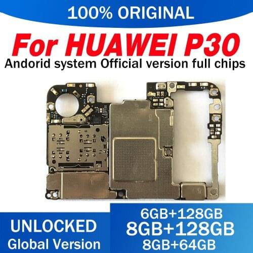 Original Unlocked For HuaWei P30 Motherboard with Part of Camera 64GB 128GB Logic Board with Full Chips Android System Mainboard