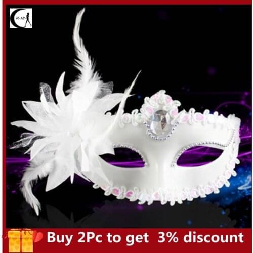 Sexy Diamond Venetian Mask Venice Feather Flower Wedding Carnival Party Performance Purple Costume Sex Lady Mask Masquerade