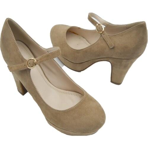 Shoes woman beige suede platform heel strap 38 39 40
