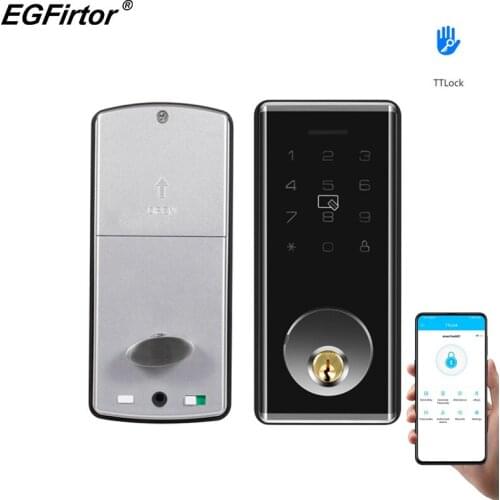 Smart Door Lock Bluetooth Deadbolt Locks Keyless Door Entry Exterior Door Password IC Cards Front Door Lock With Single Tongue
