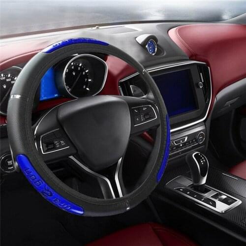Universal 38cm Car Steering Wheel Cover Anti-Slip Auto Steering Wheel Case Embossing Leather Car-styling Car Accessories