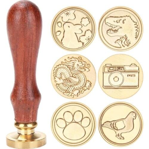 Rosewood Handle Sealing Wax Stamp Antique Palace Metal Animal Girl for Documents Wedding Invitations Customs Crafts