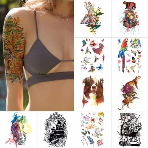 1 piece Temporary tattoo stickers for women arm body art Fake tattoos Peacock flamingo butterfly flower Waterproof tattoo