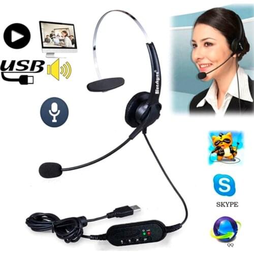 SzKosTon High Quality USB Headset Noise Canceling Adjustable Operator Dedicated Headphones with Microphone for PC Laptop