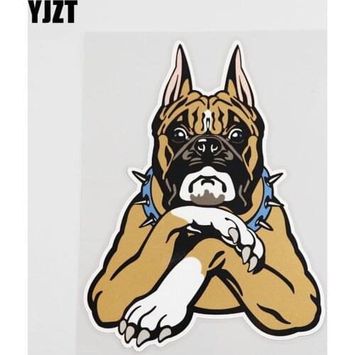 YJZT 12.2CM*15.9CM Cartoon Animal Doberman Pinscher Dog Dog Sticker Car PVC 12A-0090