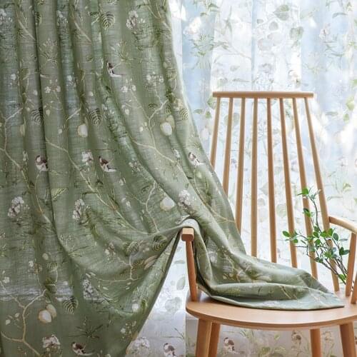 Green curtain cotton linen cloth Curtain interior decoration door curtain upscale hotel Home Decor Hotel living room