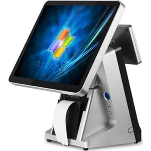 Factory sales 15'' capacitive touch screen POS system for retailers cash register with 58mm printer VFD POS Terminal