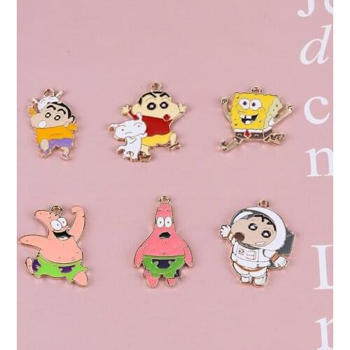 6pcs 2019 Fashion Alloy Dripping pendant Cartoon Cute earrings for women Female sweet diy Jewelry Bag Accessories Material