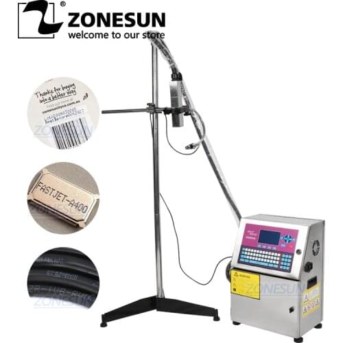 ZONESUN PVC Plastic Bottle Carton Date Inkjet Printer Printing Machine With Bracket For Production Line