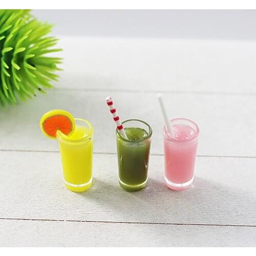 1Pcs 1/12 Doll House Miniature Resin Vegetable Fruit Juice Simulation Drinks Model Toy Mini Decoration Dollhouse Accessories