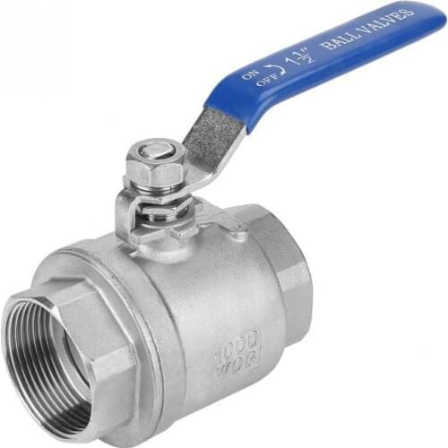 1Pc 304 Stainless Steel Two Piece Full Port Female Thread Ball Valve 1-12 DN40 1000 WOG Valve Solenoide With Handle