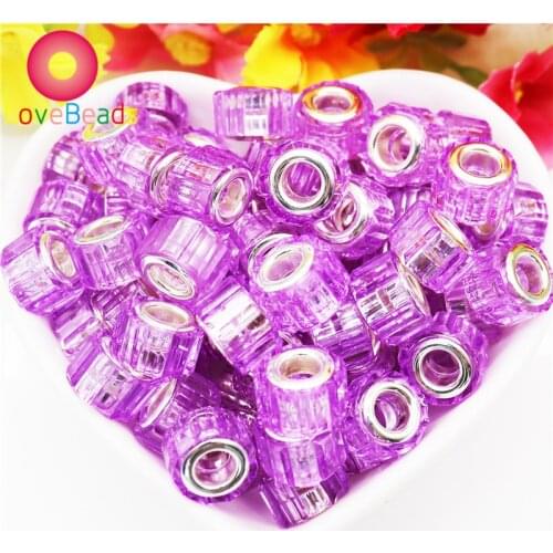 10Pcs 11x8mm Small Cute Color Striped Big Hole Spacer Beads for Women Waist Beads Charms Fit Pandora Bracelet Earrings Hair Bead