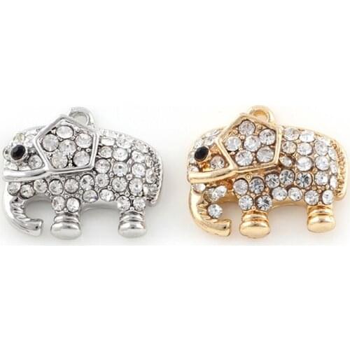10pcs/lot Elephant Rhinestone Dangle Handmade Charms Pendant DIY for Bracelet Necklace Bag