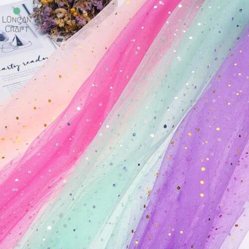 100cm*160cm Shiny Sequin Mesh Tulle Fabric Doll Wedding Dress Clothing Decoration Material DIY Clothes Sewing Supplies
