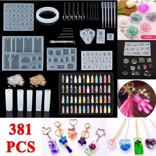 381Pcs DIY Crystal Epoxy Resin Mold Bracelet Pendant Jewelry Handmade Silicone Mold Set