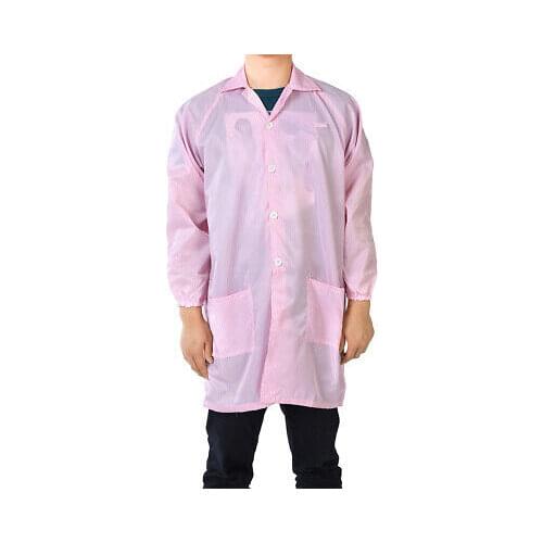 Anti Static Overalls Unisex ESD Lab Coat Button Up M Pink
