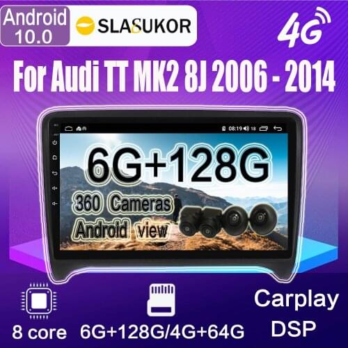 For Audi TT MK2 8J 2006-2014 Android 10 Android 10 Car radio Stereo Receiver Multimedia Video Player Navigation GPS CarPlay BT5