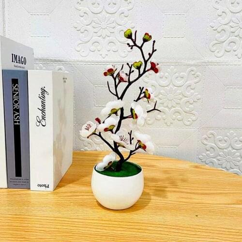 Bonsai Silk Flowers Plum Blossoms Artificial Plant Fake Flowers Pot Flores Sakura Tree Branches Wedding Home Room Decoration