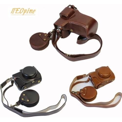 PU Leather Camera Case Bag Cover Pouch For Olympus EPL8 E-PL8 14-42mm 40-150mm lens With Bottom Battery Opening
