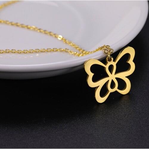 Cazador Cute Butterfly Dragonfly Hollow Animal Choker Necklace Stainless Steel Gold Color Pendant Necklaces for Women Streetwear