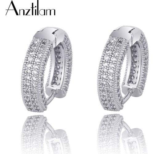 Gold Silver Color Hip Hop Iced Out Earrings For Women AAA+ Cubic Zircon Ear Studs Men Ear Goth Jewelry Gifts