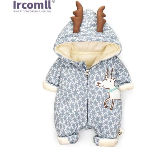 Ircomll Newborn Girls Boys Warm Infant Romper Baby Christmas Deer Clothing Infant Kids Jumpsuit Hooded Toddlers Clothes Winter O