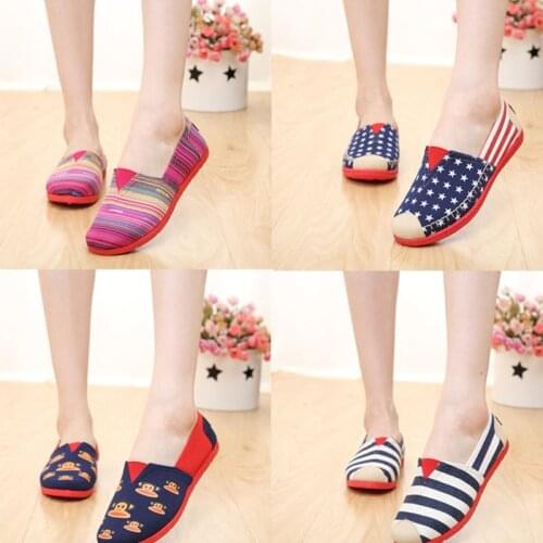 Korean Style Breathable One-step Lazy Flat Shoes Summer and Autumn Models All-match Casual Shoes Low-cut Canvas Shoes Women