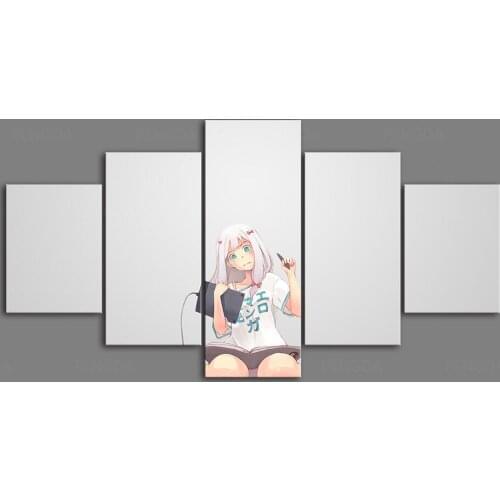 Prints Painting Anime Wall Artwork Modular Canvas Eromanga Sensei Poster Picture 5 Panel Home Decoration For Bedside Background