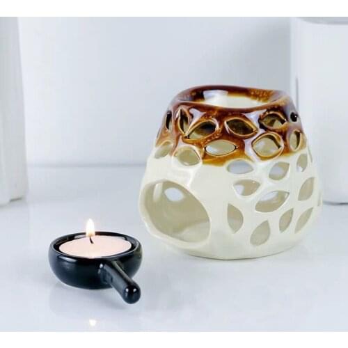 Ceramic Aromatherapy Furnace Aroma Essential Oil Lamp Hollowing Candle Hotel Home Romantic Decor High Quality Crafts Gifts KOB20