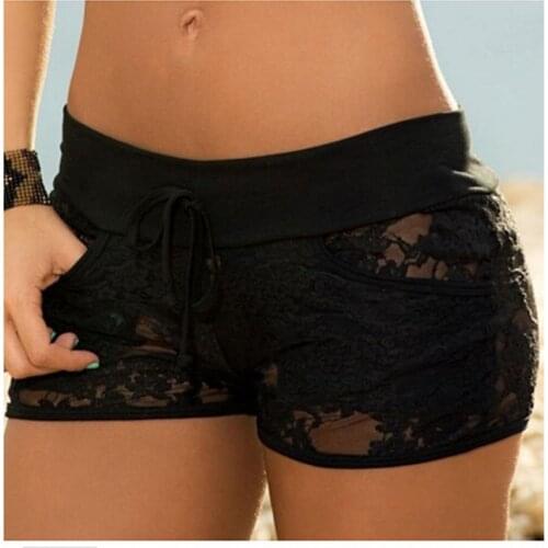 Summer Sexy Women Lace Hollow Out Black Lace Shorts Panty Hot Sale Heigh Quality Sexy Control Shorts Exotic Bodyshorts Plus Size