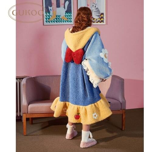 Cute Cartoon Princess Pajama Women Wearable Warm Blanket Sleeve Sleepwear Female Loose Nightsuits