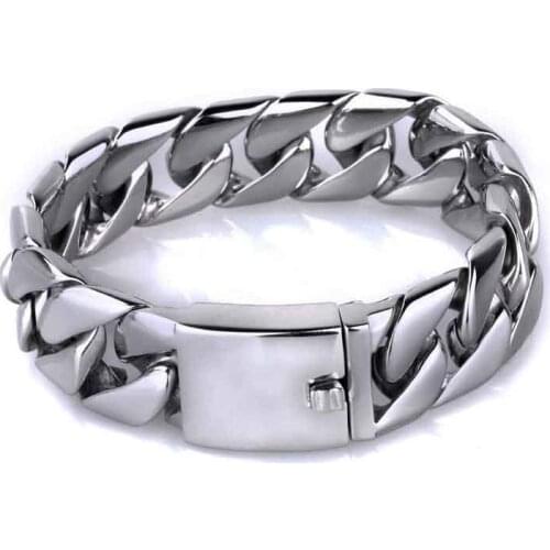 20mm Stainless Steel Mens Oversize Heavy Curb Cuban Chain Bracelets Rapper Exaggerated Hip hop Men Bangle Jewelry