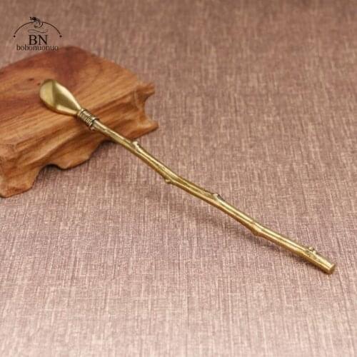 Brass Copper Dinnerware Set Spoon Tea Spoon Dessert Coffee Ice Cream Spoons Kitchen Accessories Bar Tools Plum Blossom Creative