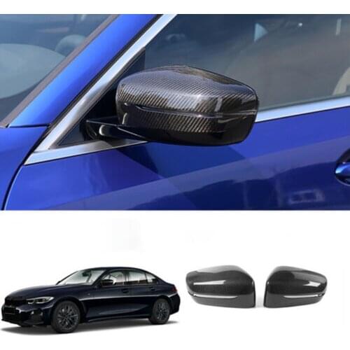 1Pair For BMW 3 Series G20 330i 2019 2020 Rear View Side Mirror Cover Case Trim ABS Carbon Fiber Style Car Rearview Mirror Cover