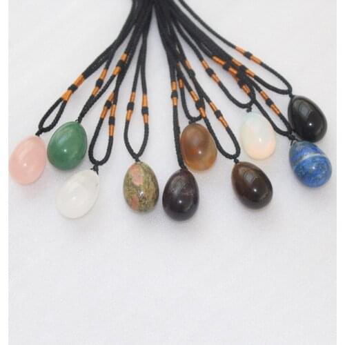 Natural Crystal Egg Emerald Pendant Necklace Original Stone Hand-Carved Man Woman Luck Amulet