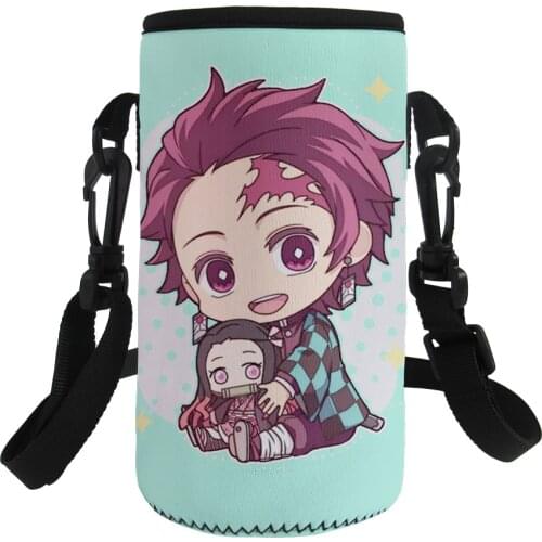 Anime Demon Slayer Printing 500ML Sport Water Bottle Cover Animal Neoprene Insulator Sleeve Bag Case Pouch Custom Bottle Cover