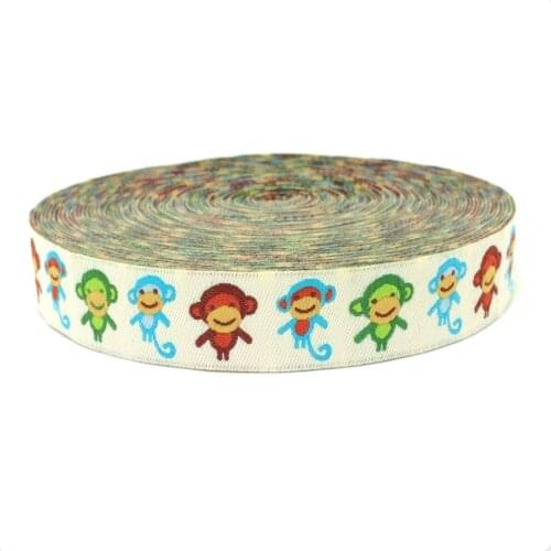 2015 NEW wholesale 5/8" 16mm 10yards/sets 100% Polyester Woven Jacquard Ribbon HANDMADE happy little monkey
